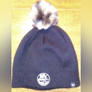 NY Islanders Women's '47 Brand Black Serengeti Knit Beanie With Pom